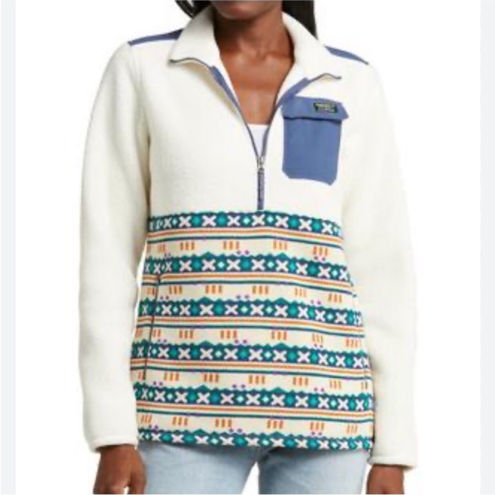 Ilbean sherpa hybrid 1/4 zip pullover fleece sweater Cottagecore grandpasheik  M